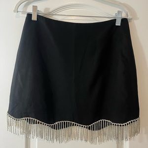 Lulu’s Black Skirt with Rhinestone Fringe.